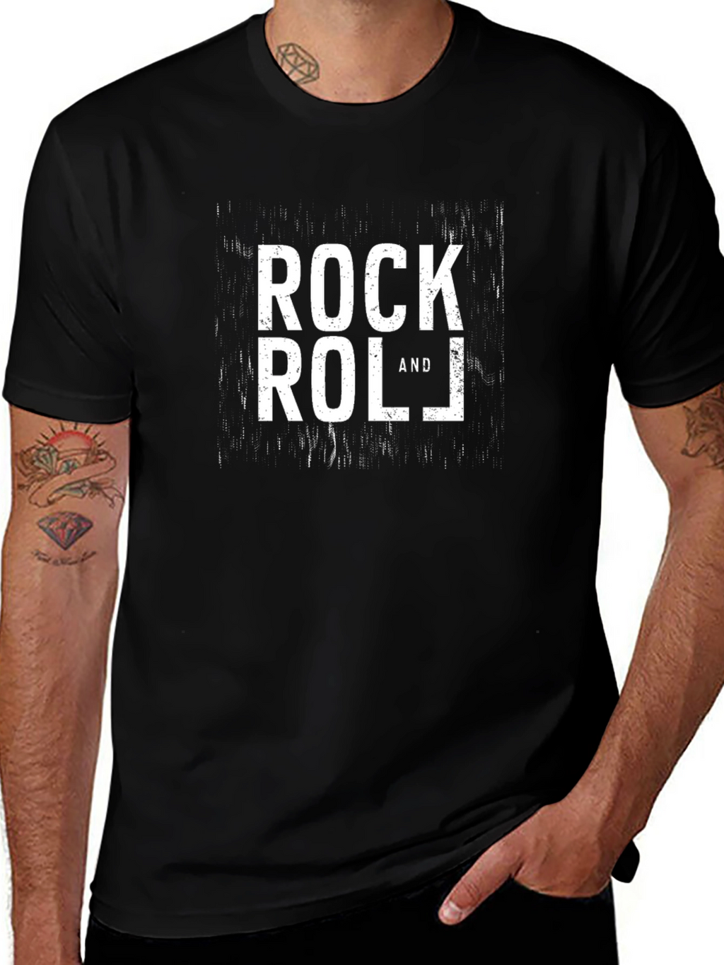 Rock and Roll Graphic Print Black T-Shirt