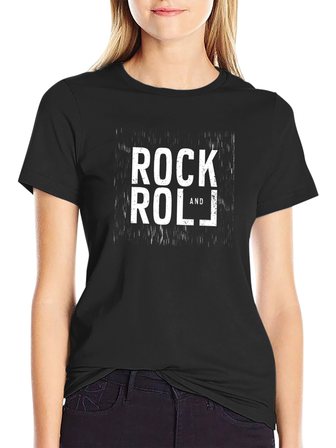 Rock and Roll Graphic Print Black T-Shirt