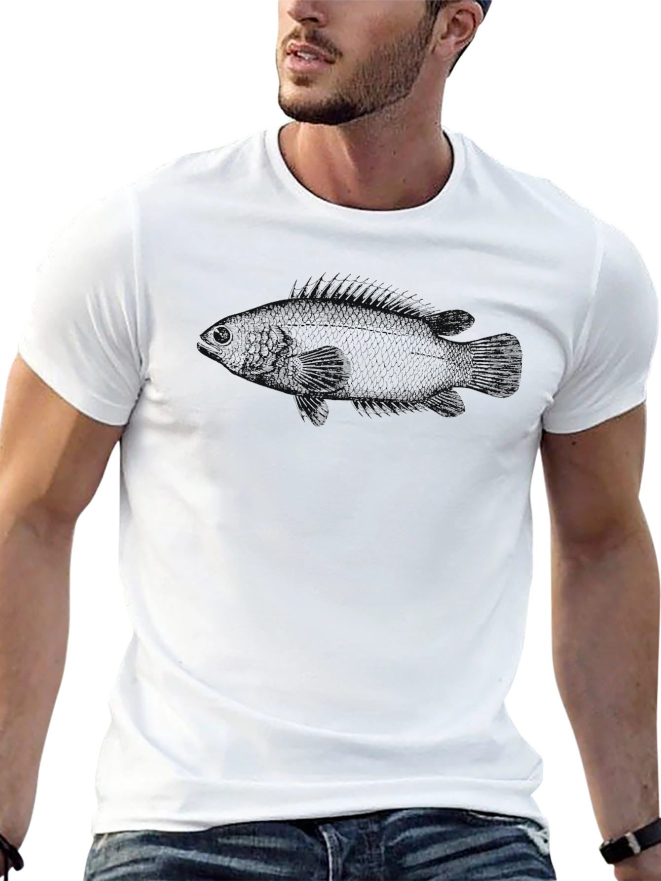 Mens Black Fish Graphic Tee - Stylish Comfort