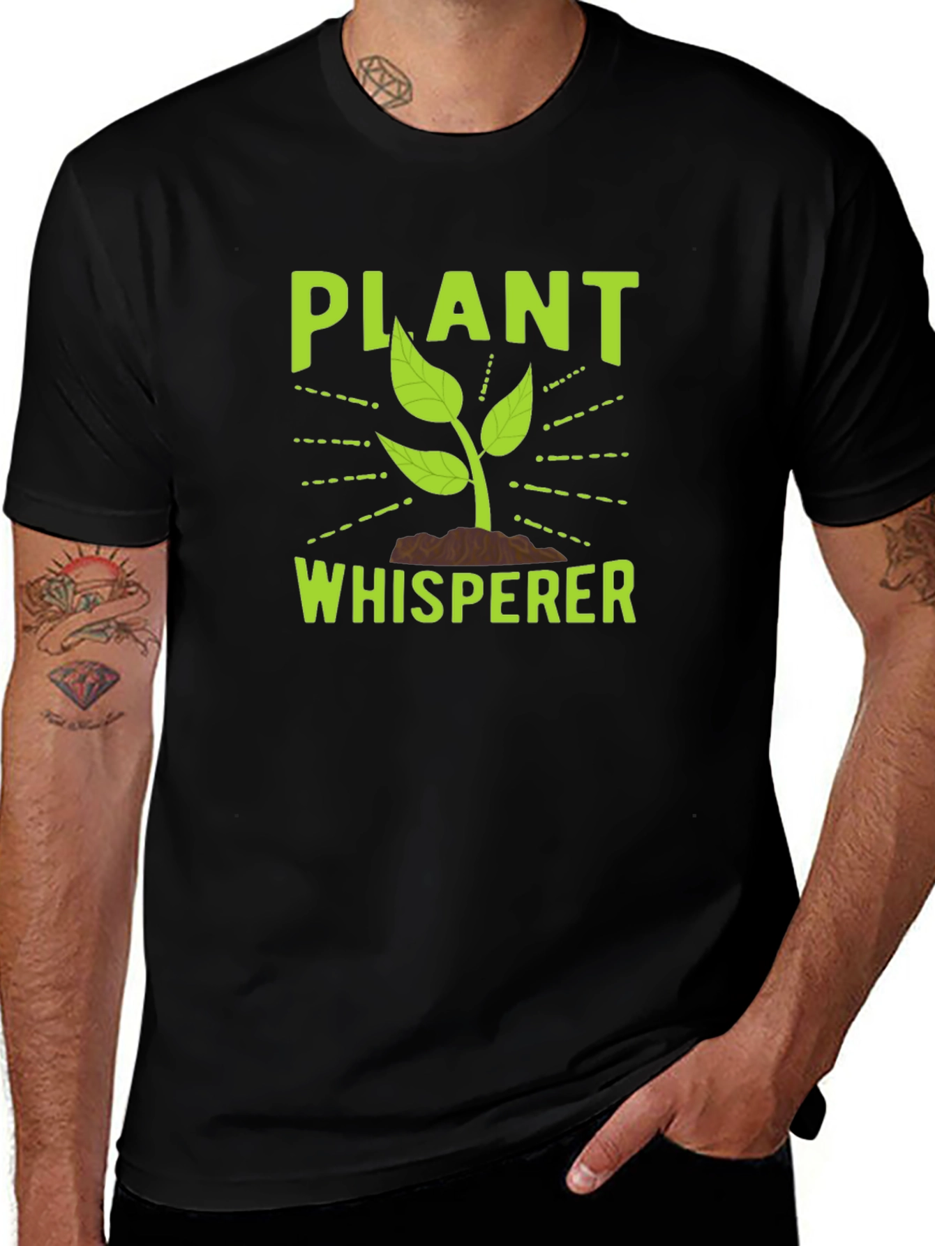 Plant Whisperer Graphic Tee - Black Cotton T-Shirt