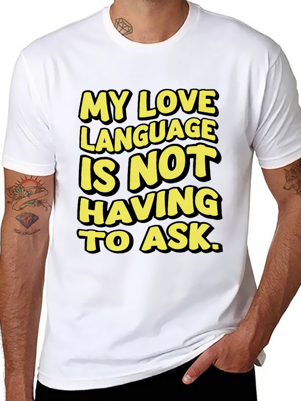 Love Language Black T-Shirt: No Asking