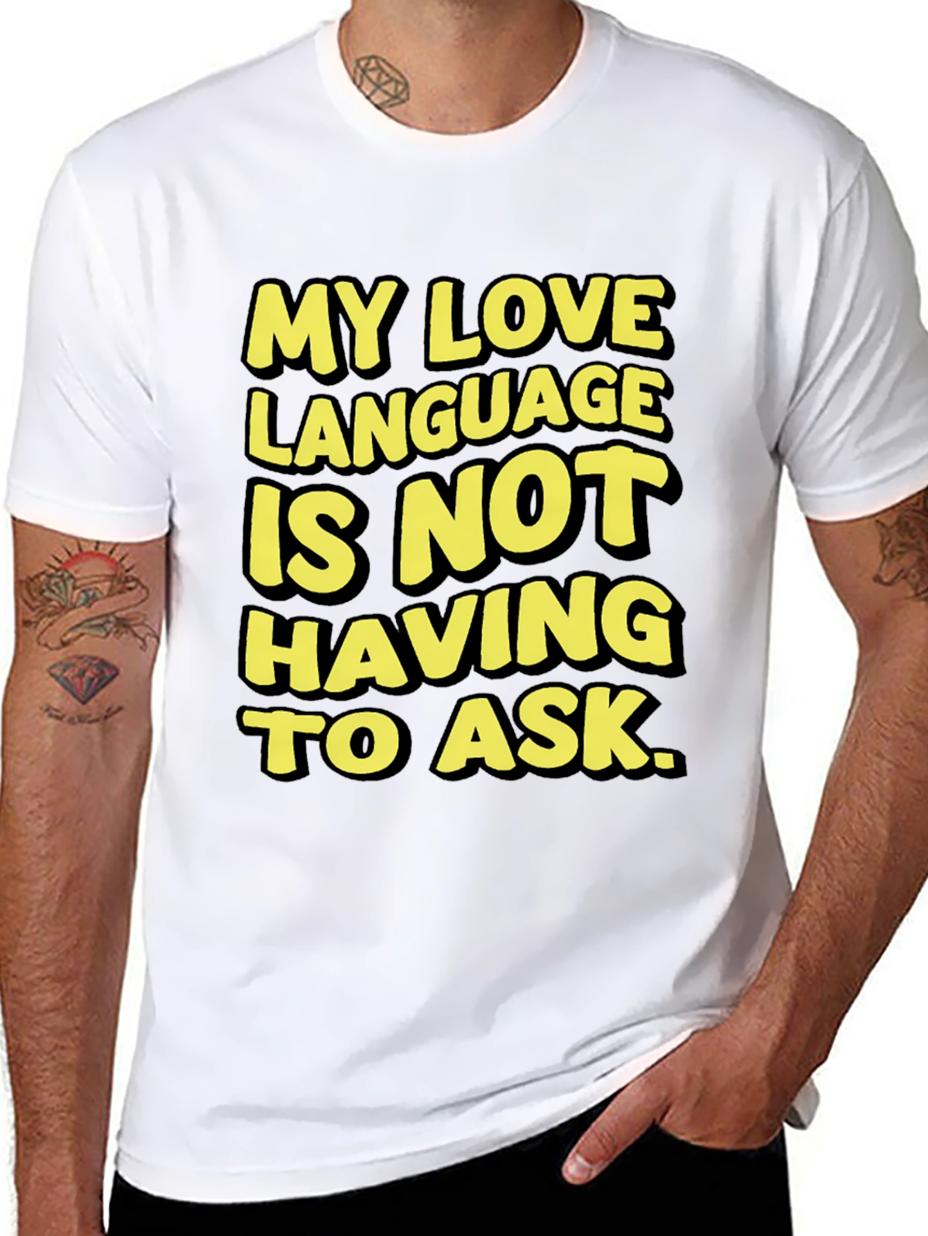 Love Language Black T-Shirt: No Asking