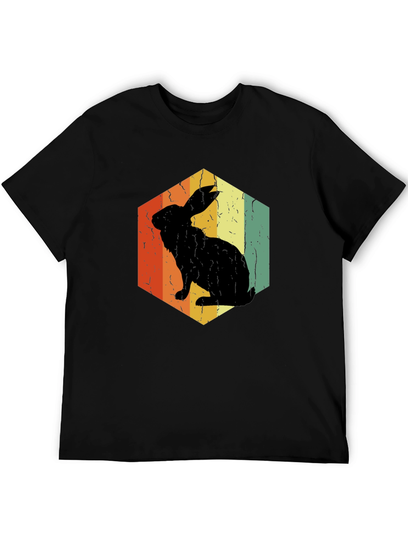 Retro Rabbit Hexagon Graphic T-Shirt