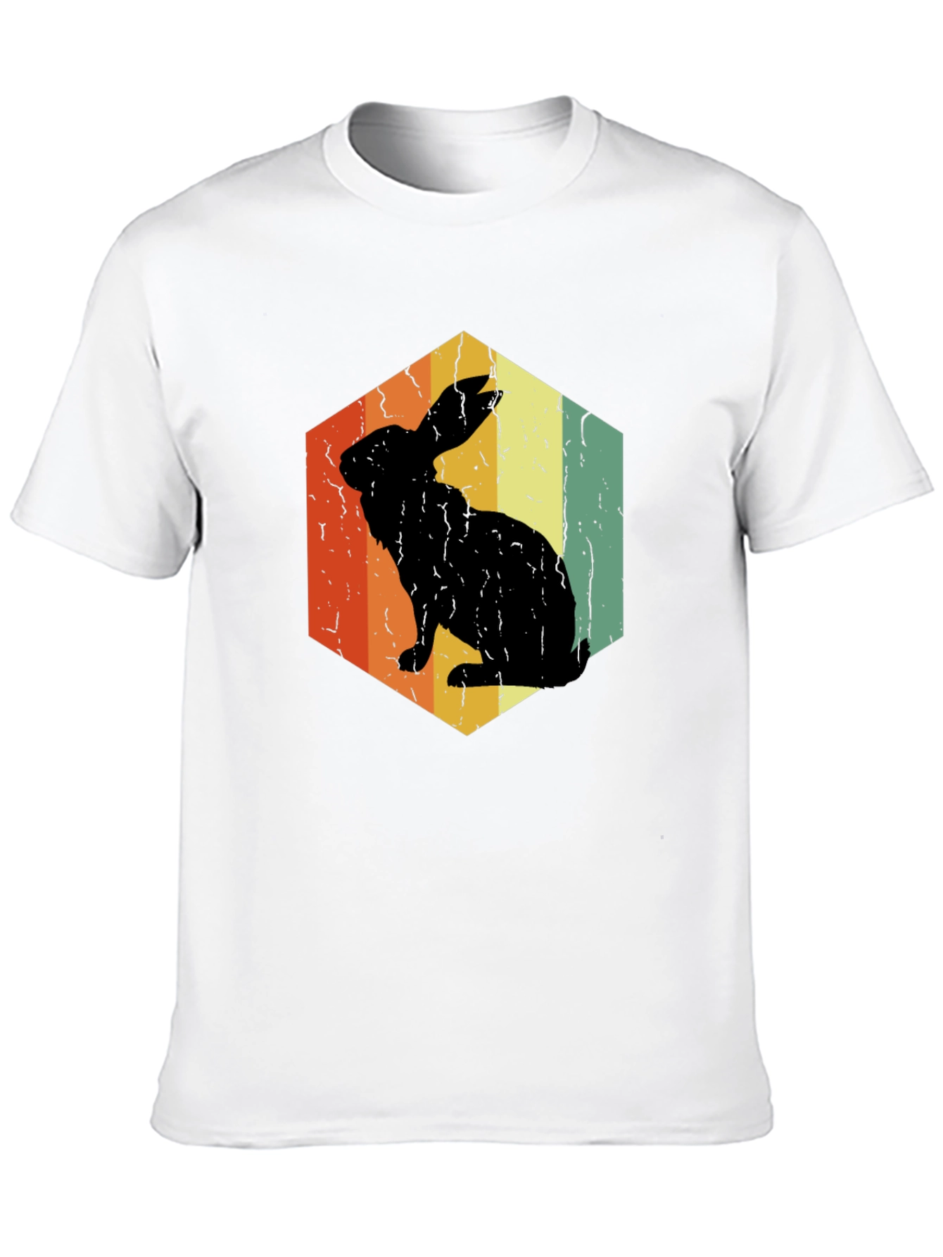 Retro Rabbit Hexagon Graphic T-Shirt