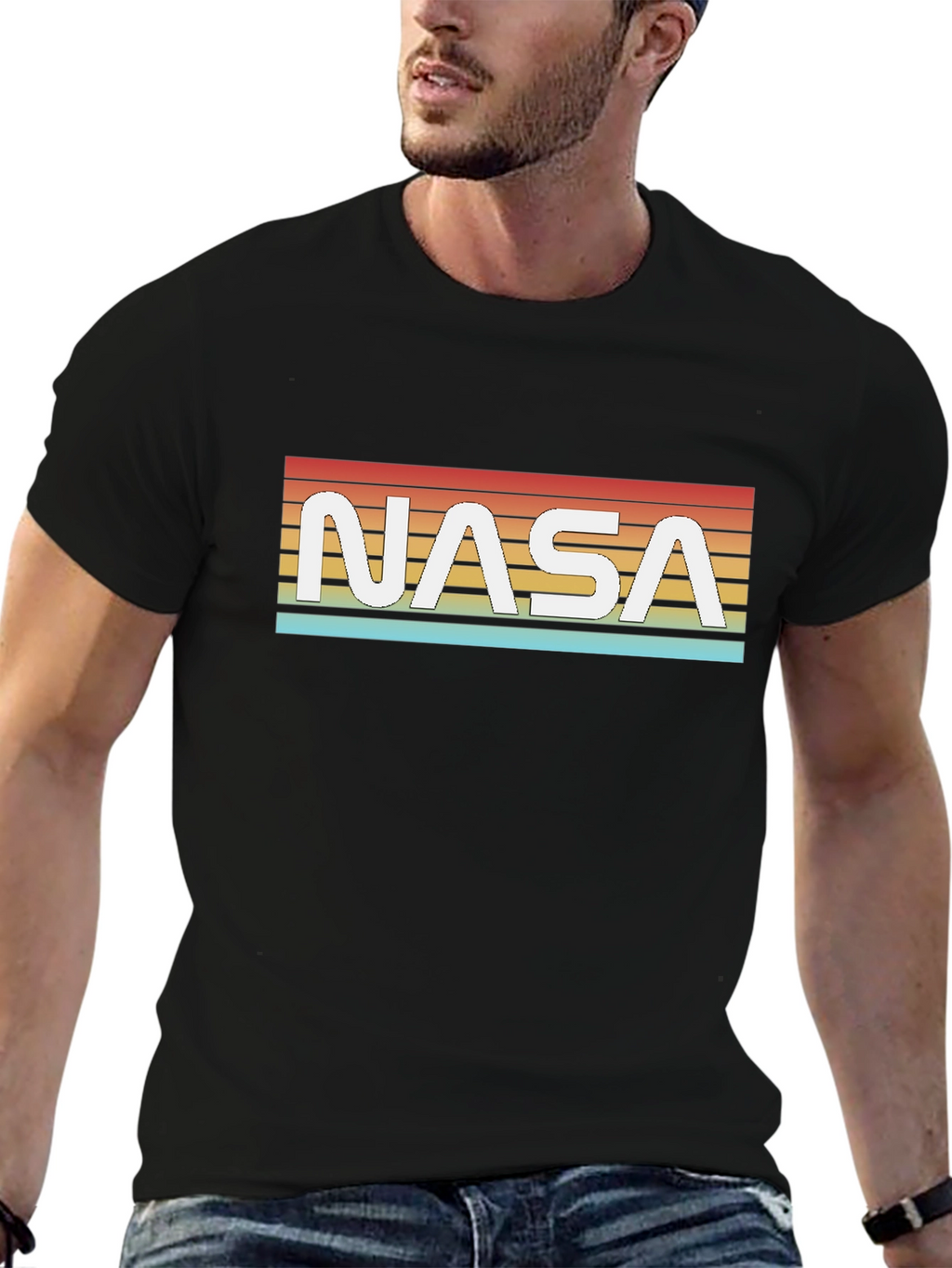 Retro NASA Graphic Black T-Shirt