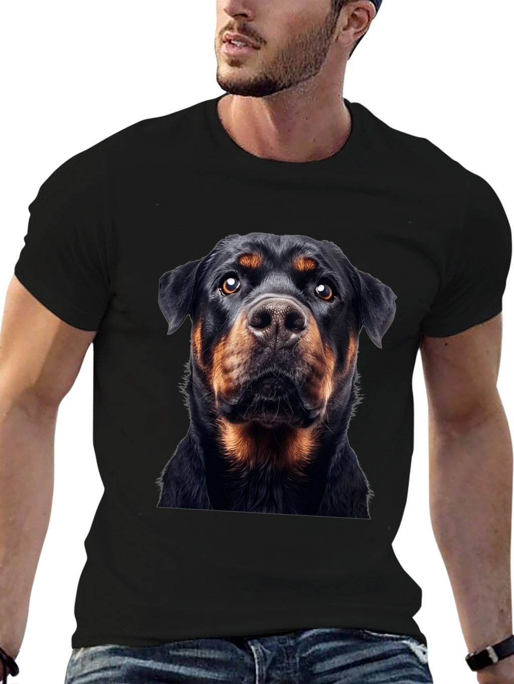 Rottweiler Dog Graphic Black T-Shirt