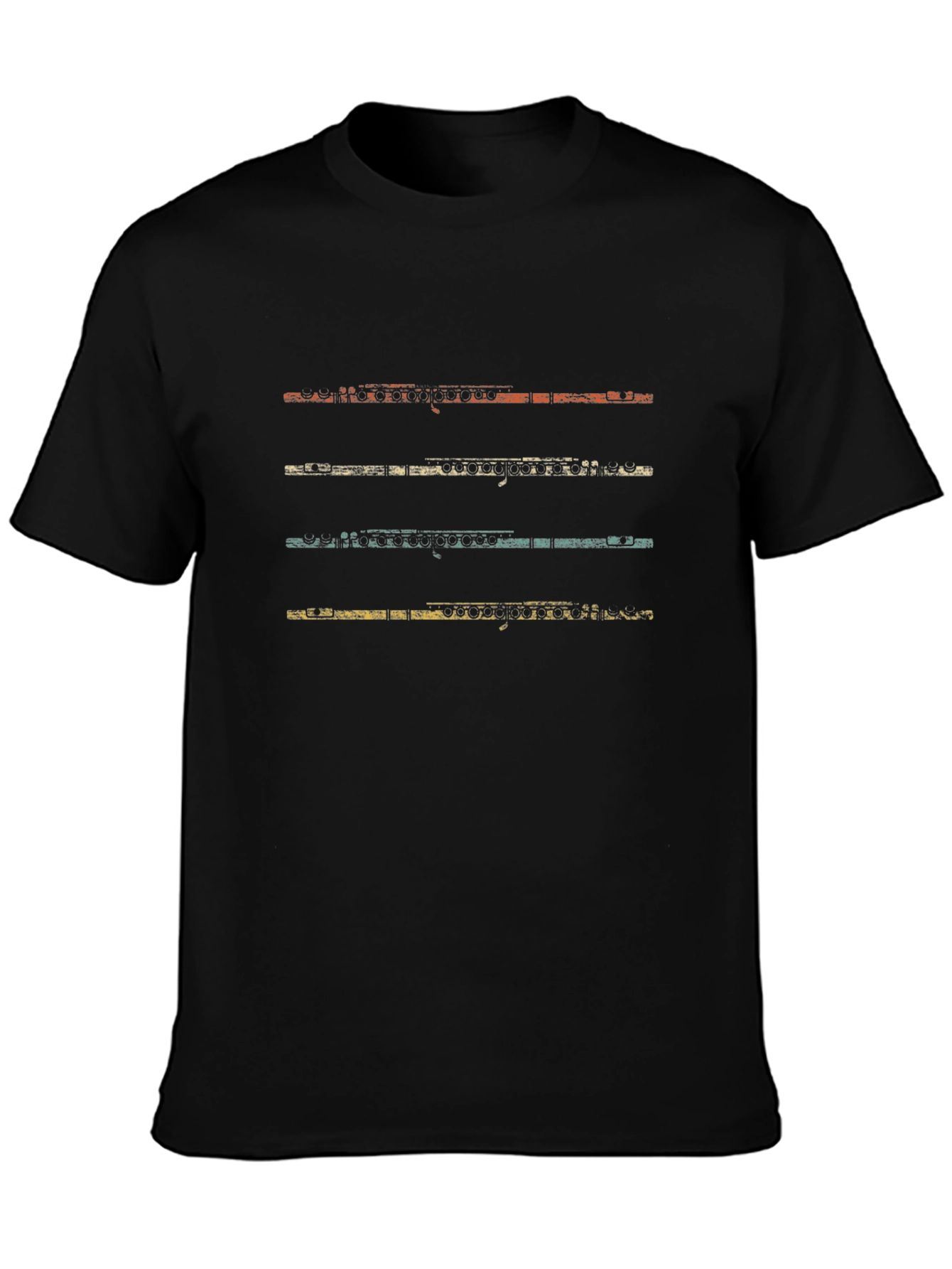 Retro Flute Player Black T-Shirt