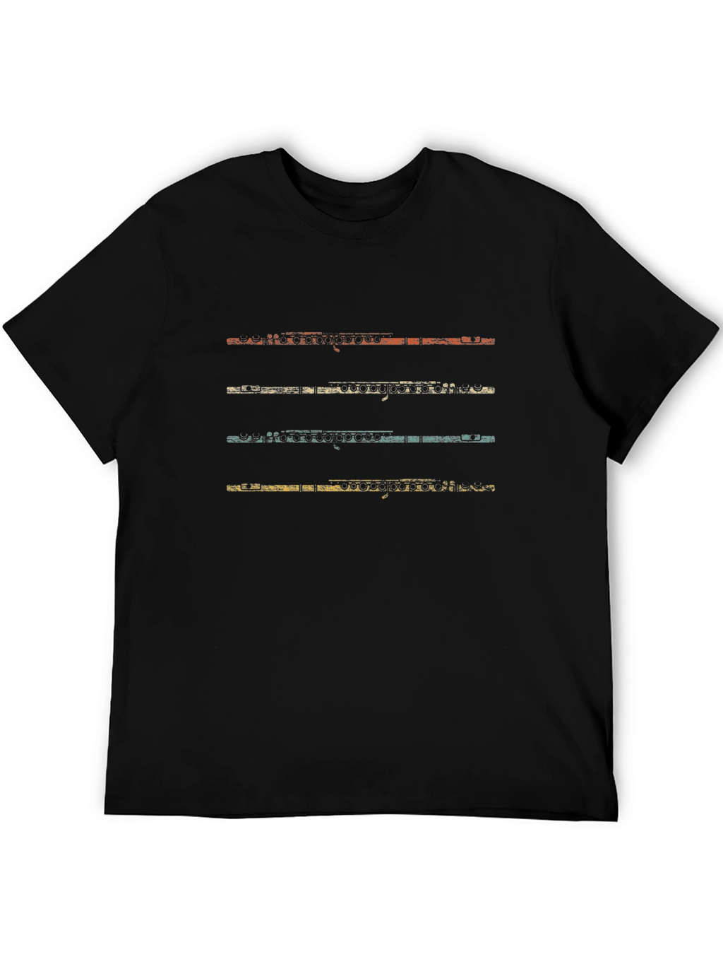 Retro Flute Player Black T-Shirt