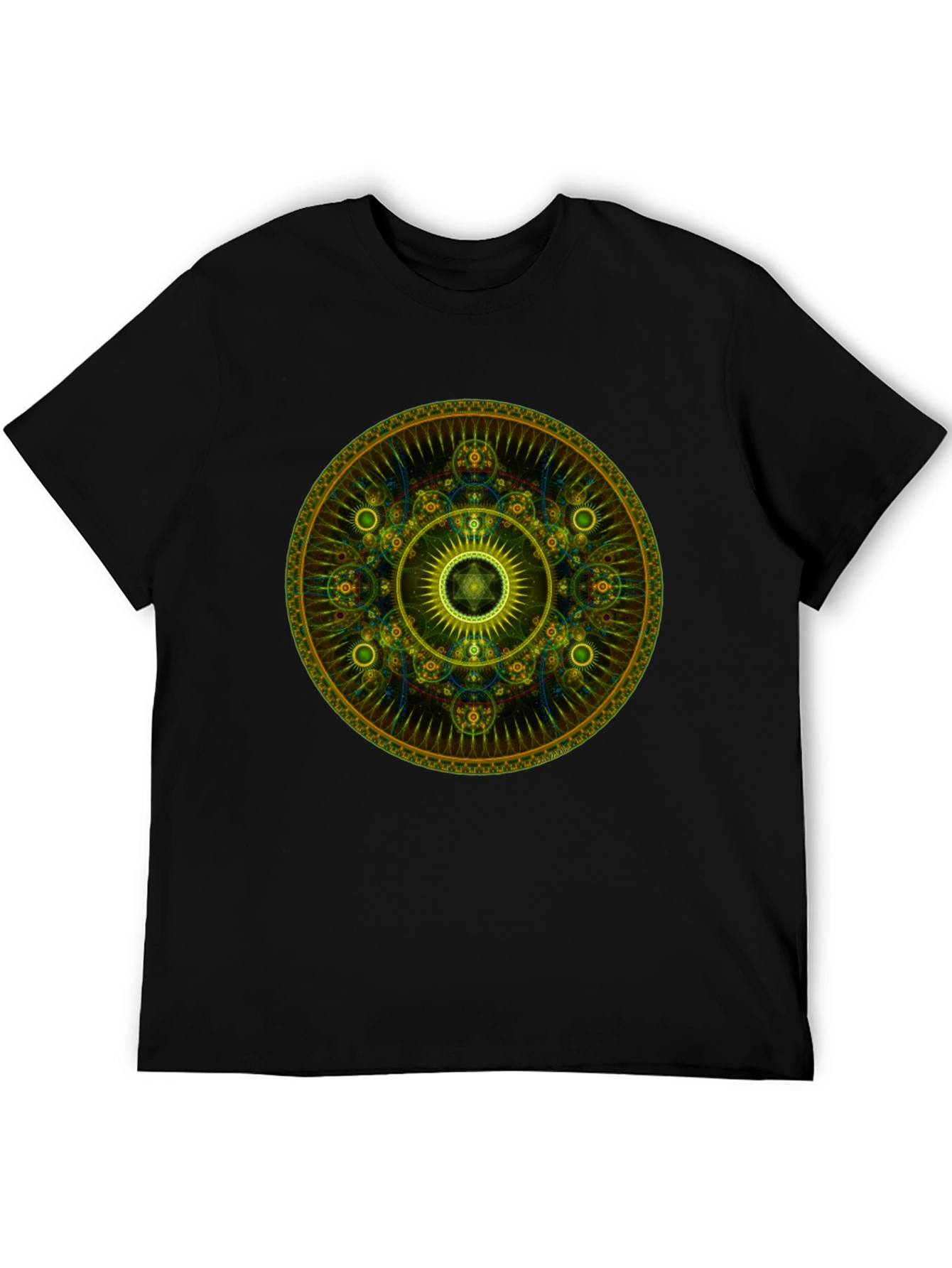 Geometric Mandala Graphic Tee - Stylish Mens Black T-Shirt