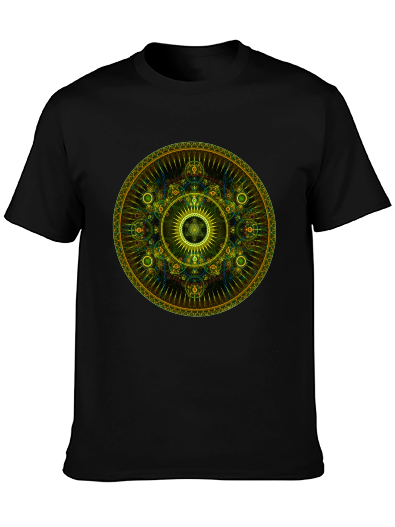 Geometric Mandala Graphic Tee - Stylish Mens Black T-Shirt