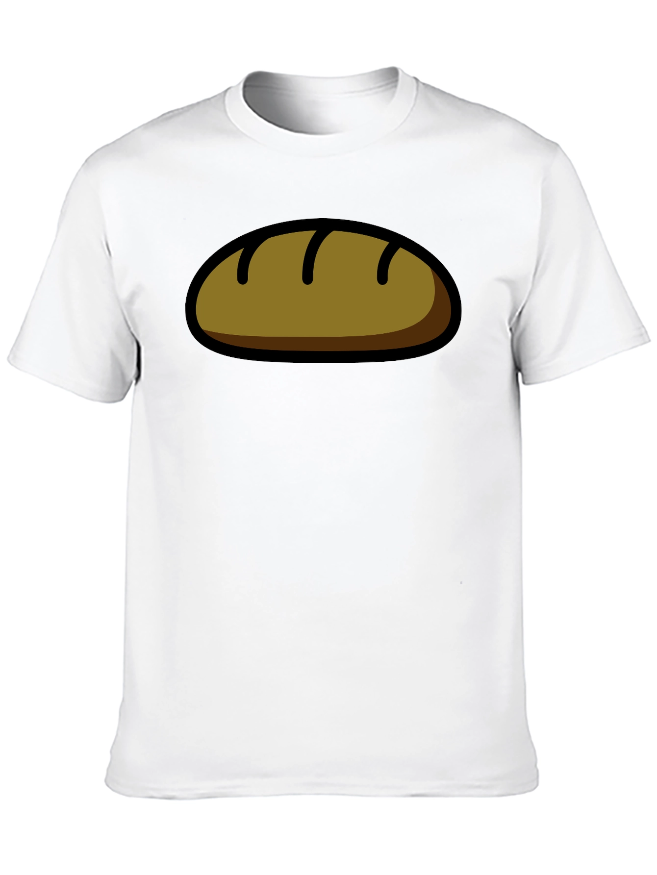 Funny Bread Cartoon Graphic T-Shirt - Black