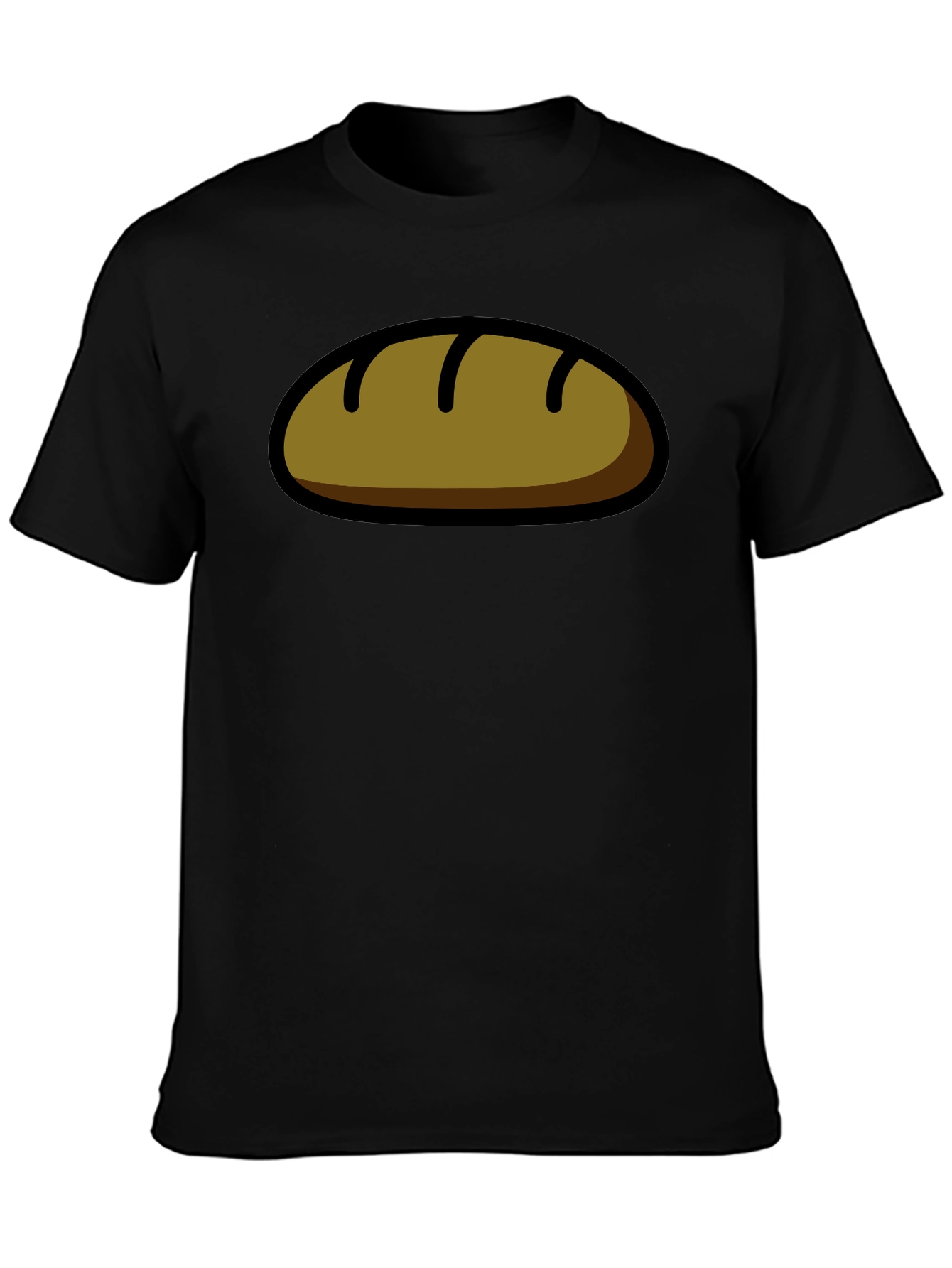 Funny Bread Cartoon Graphic T-Shirt - Black