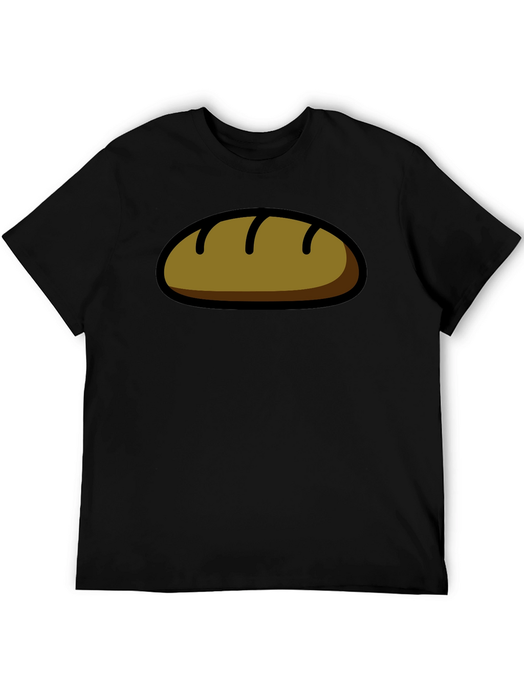 Funny Bread Cartoon Graphic T-Shirt - Black