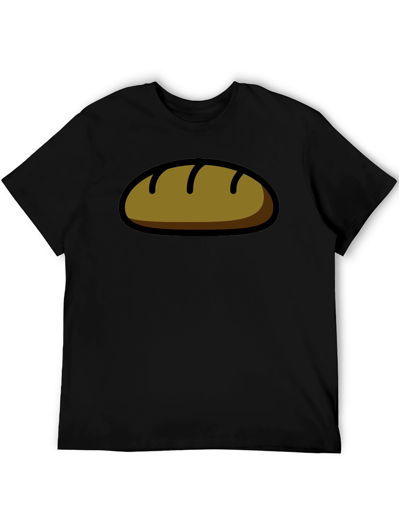 Funny Bread Cartoon Graphic T-Shirt - Black