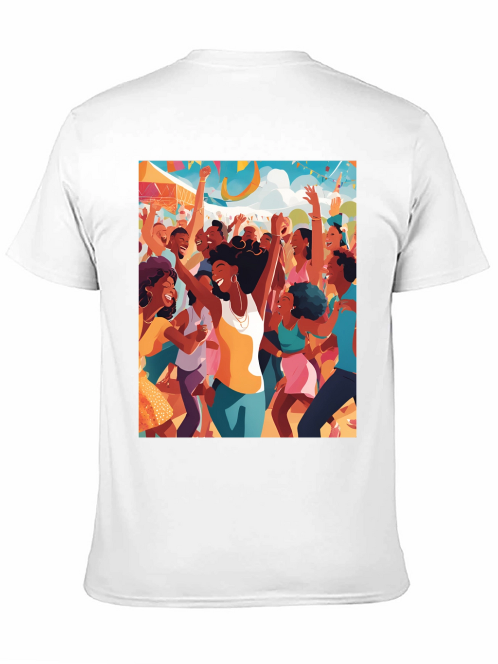 Festive Crowd Graphic Tee - Black Cotton Comfort