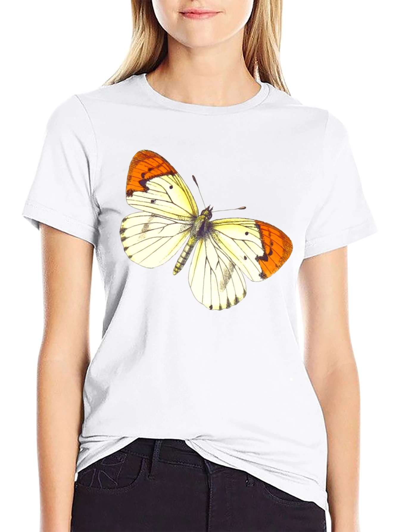 Butterfly Graphic Print Black T-Shirt
