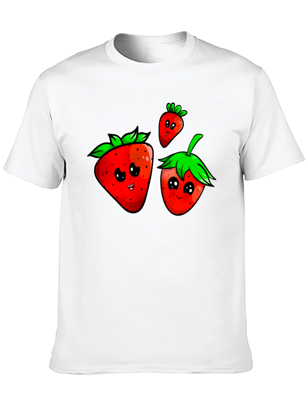Cute Strawberry Graphic Black T-Shirt