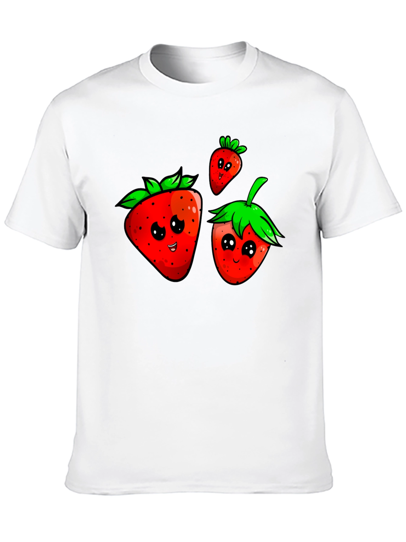 Cute Strawberry Graphic Black T-Shirt