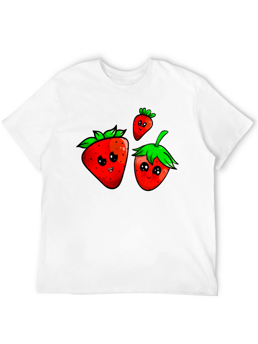 Cute Strawberry Graphic Black T-Shirt