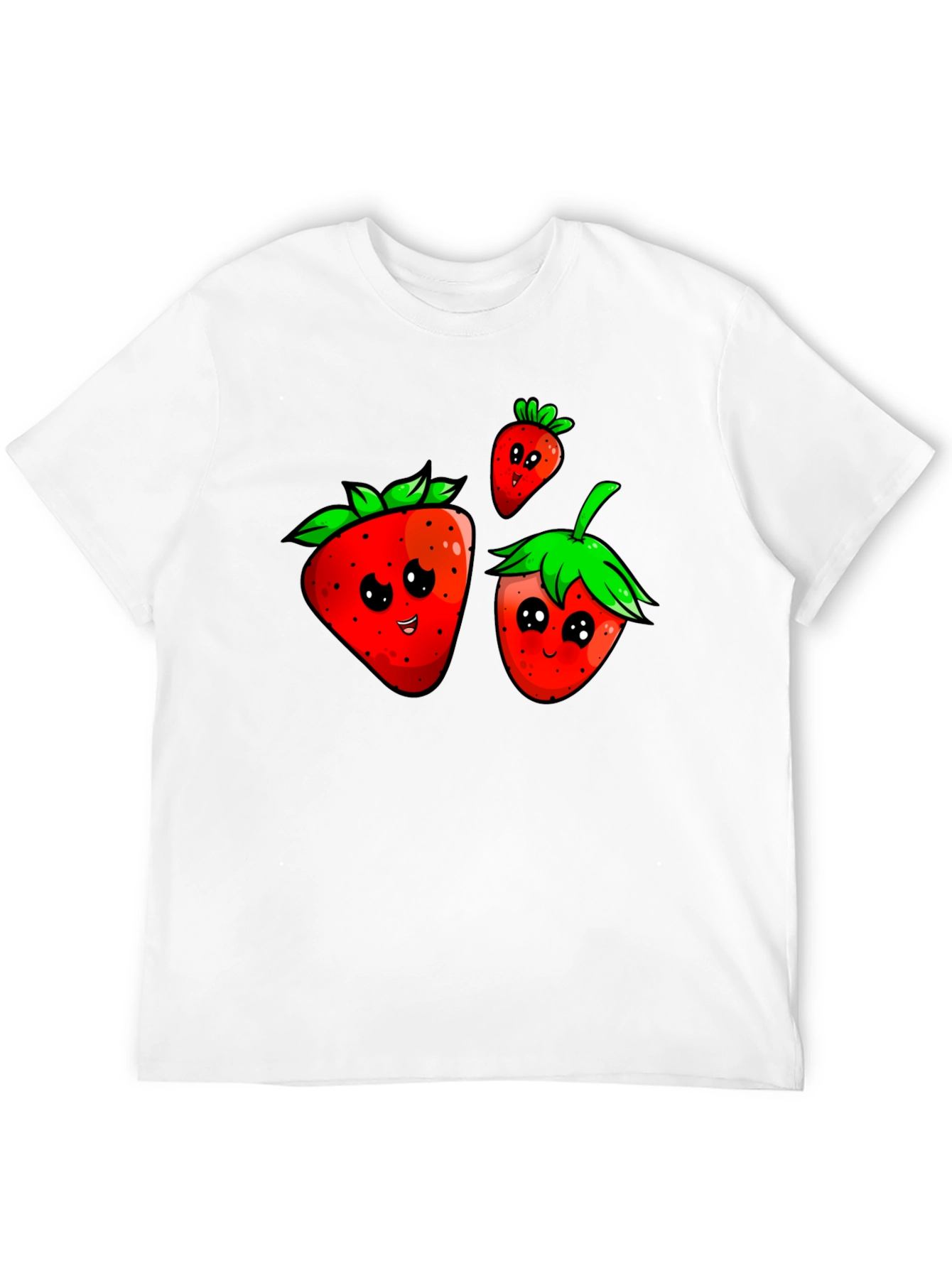 Cute Strawberry Graphic Black T-Shirt