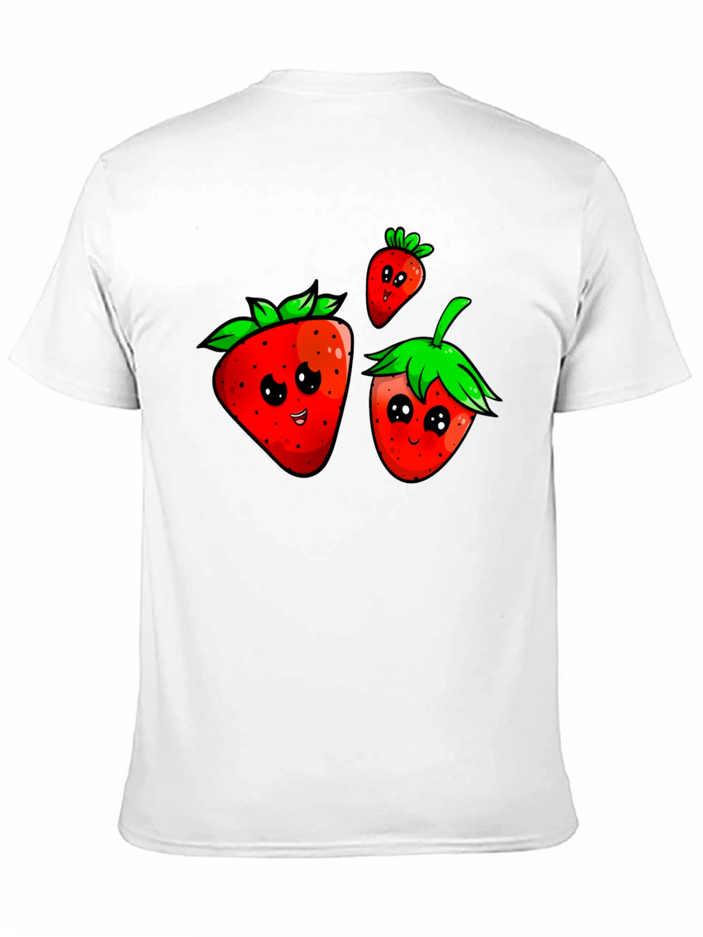 Cute Strawberry Graphic Black T-Shirt