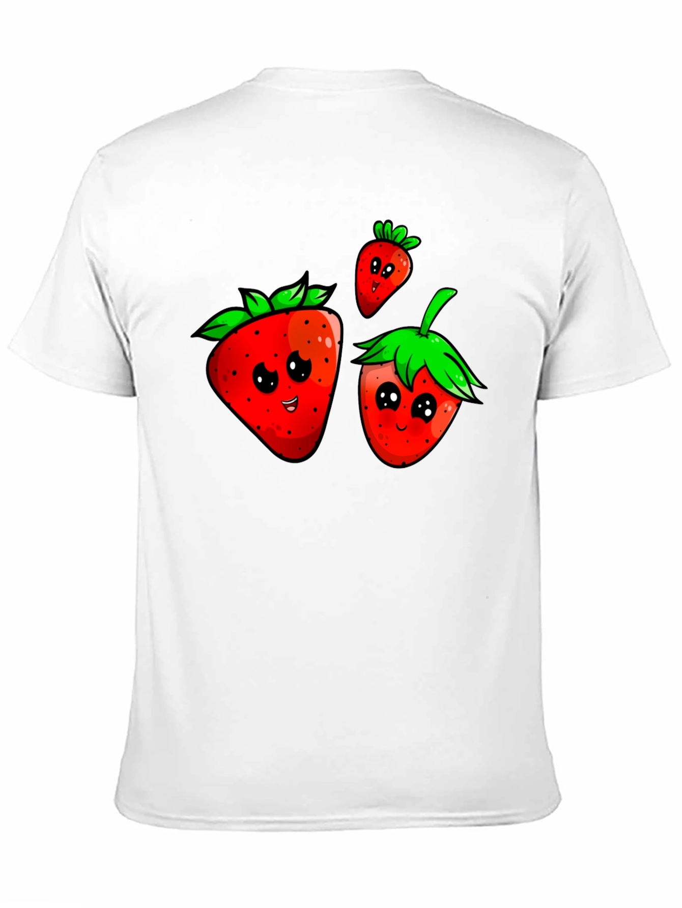 Cute Strawberry Graphic Black T-Shirt