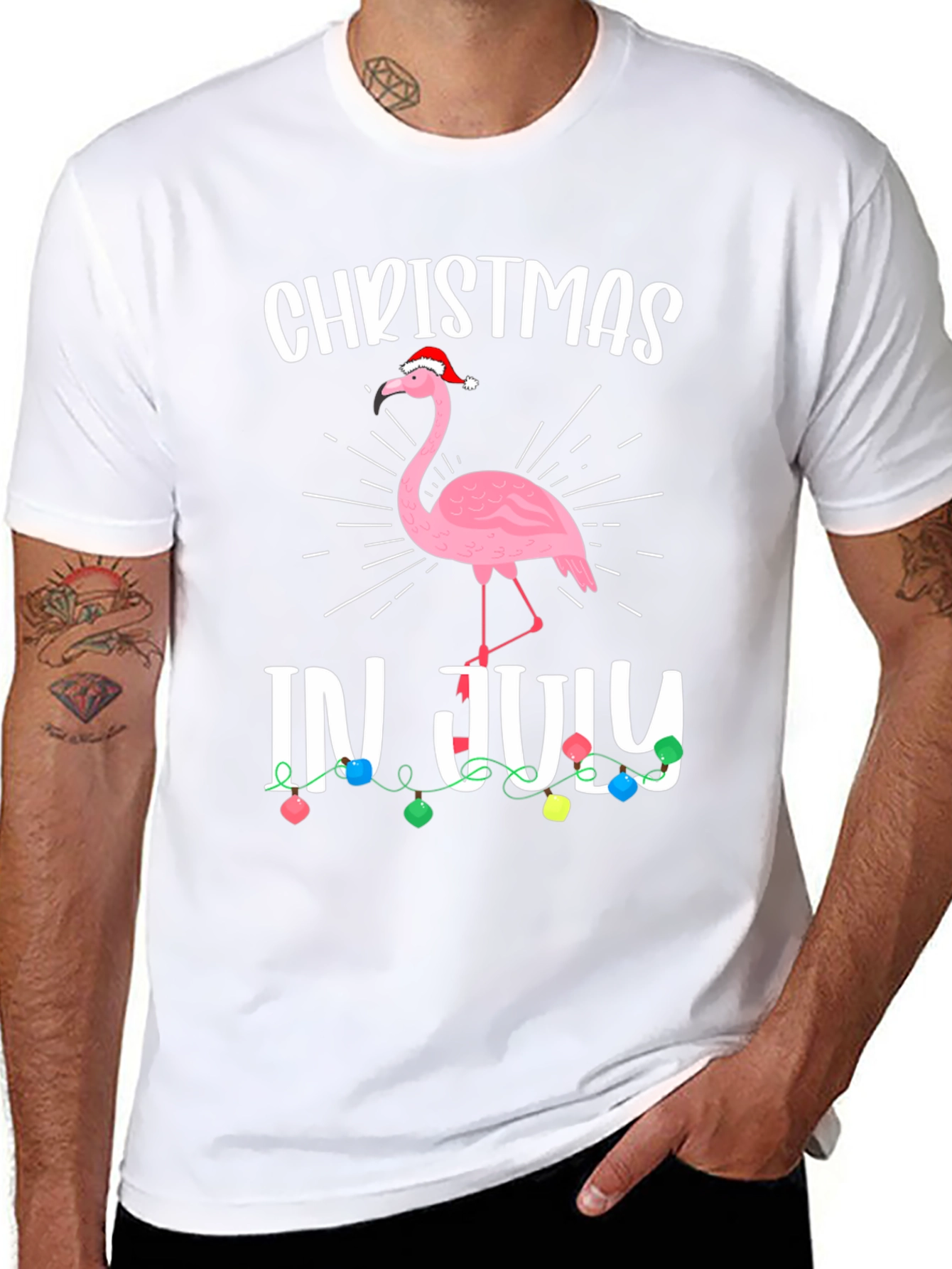 Christmas in July Flamingo T-Shirt