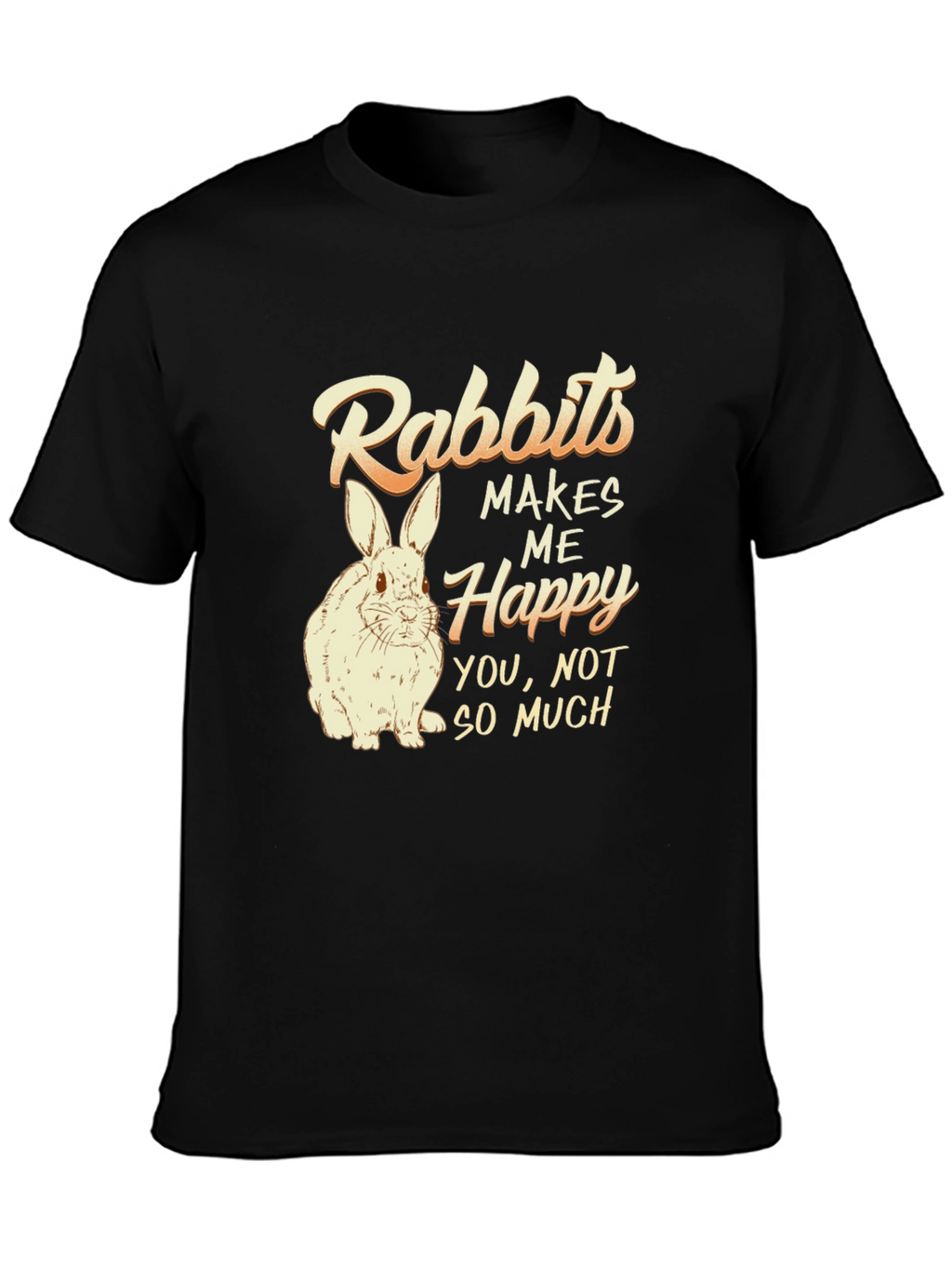 Rabbits Make Me Happy Mens Black T-Shirt