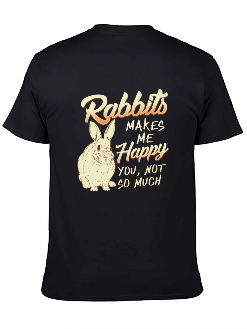 Rabbits Make Me Happy Mens Black T-Shirt