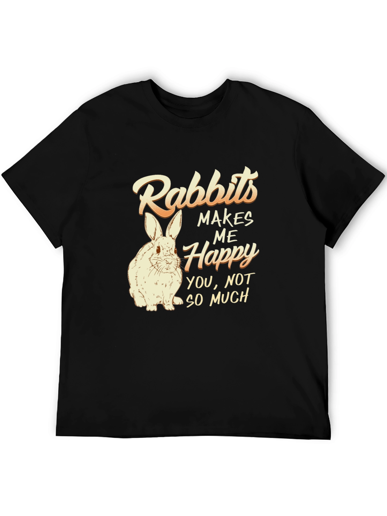 Rabbits Make Me Happy Mens Black T-Shirt