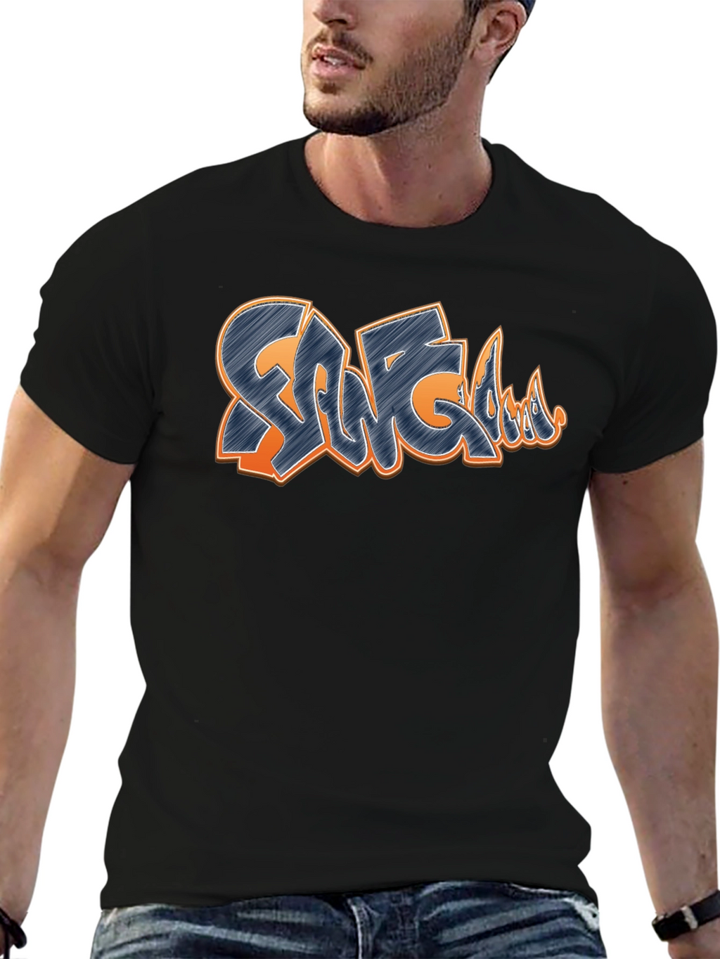 Graffiti Style Design T-Shirt - Black