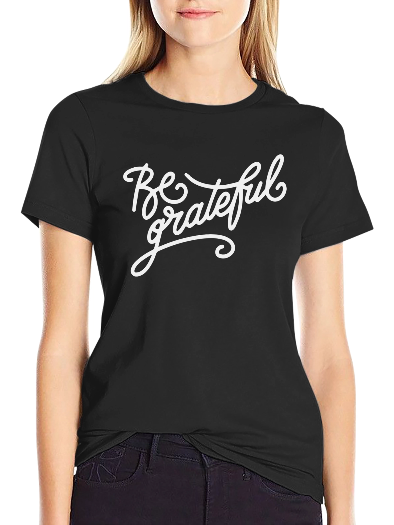 Be Grateful Graphic Tee - Black Cotton T-Shirt