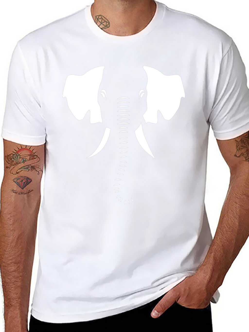 Elephant Face Graphic T-Shirt - Black