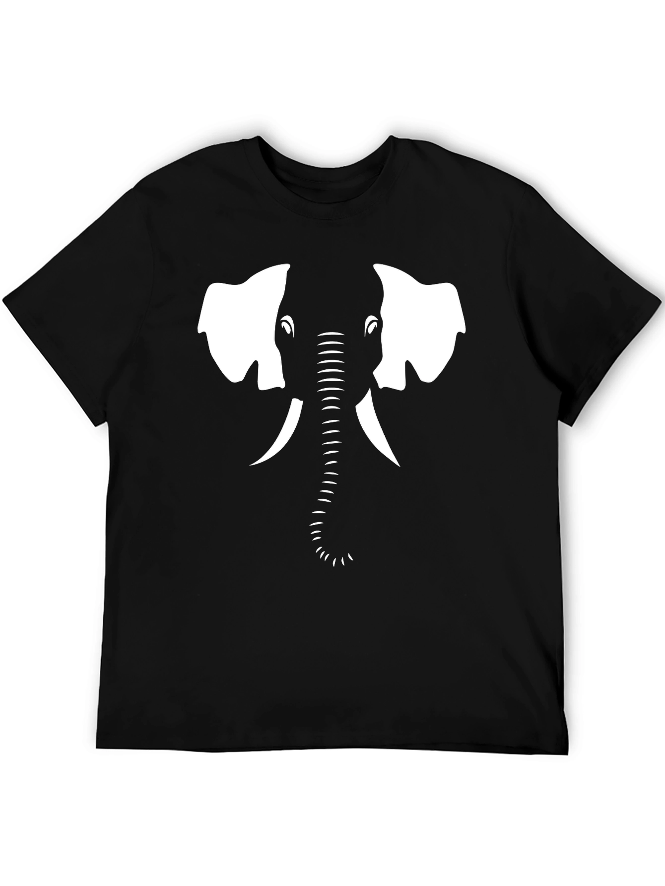 Elephant Face Graphic T-Shirt - Black