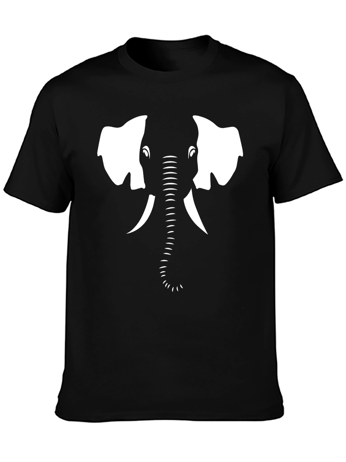 Elephant Face Graphic T-Shirt - Black
