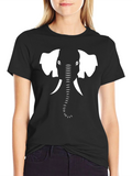 Elephant Face Graphic T-Shirt - Black