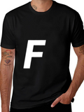 Bold F Graphic Tee - Black Cotton T-Shirt