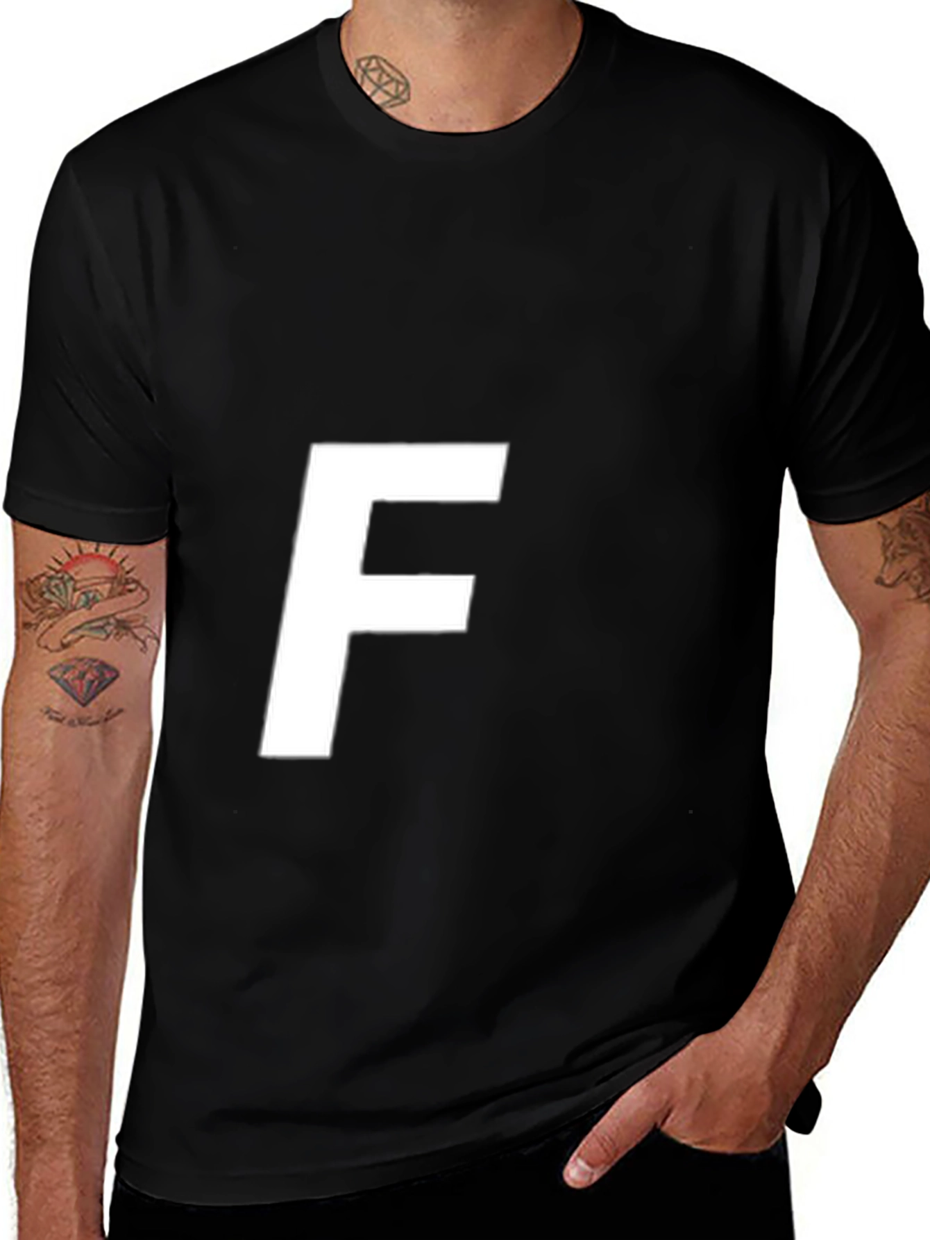Bold F Graphic Tee - Black Cotton T-Shirt