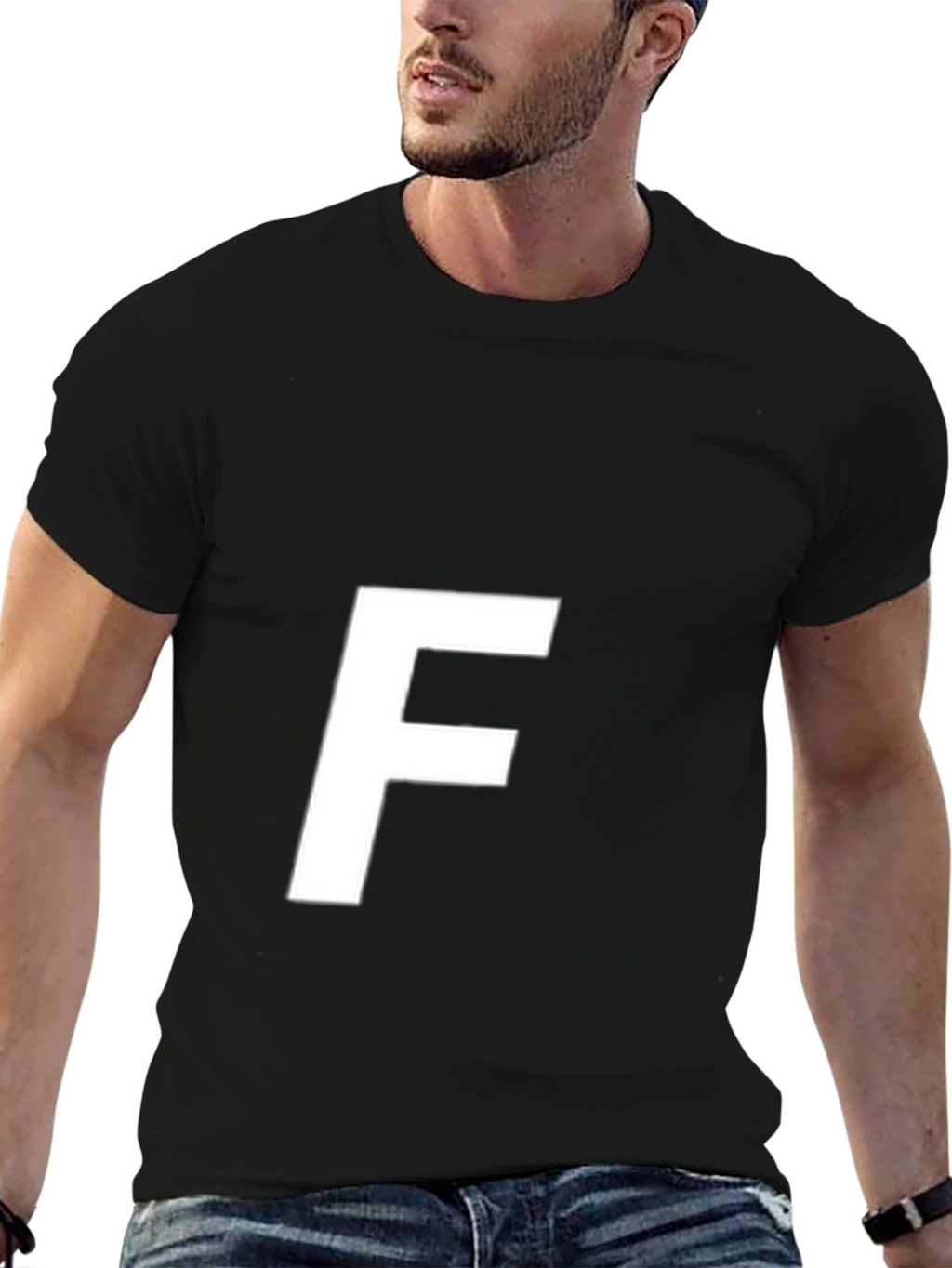 Bold F Graphic Tee - Black Cotton T-Shirt