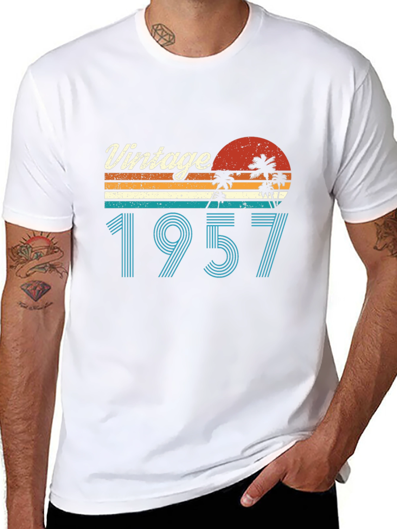 Vintage 1957 Graphic T-Shirt - Retro Palm Tree Design