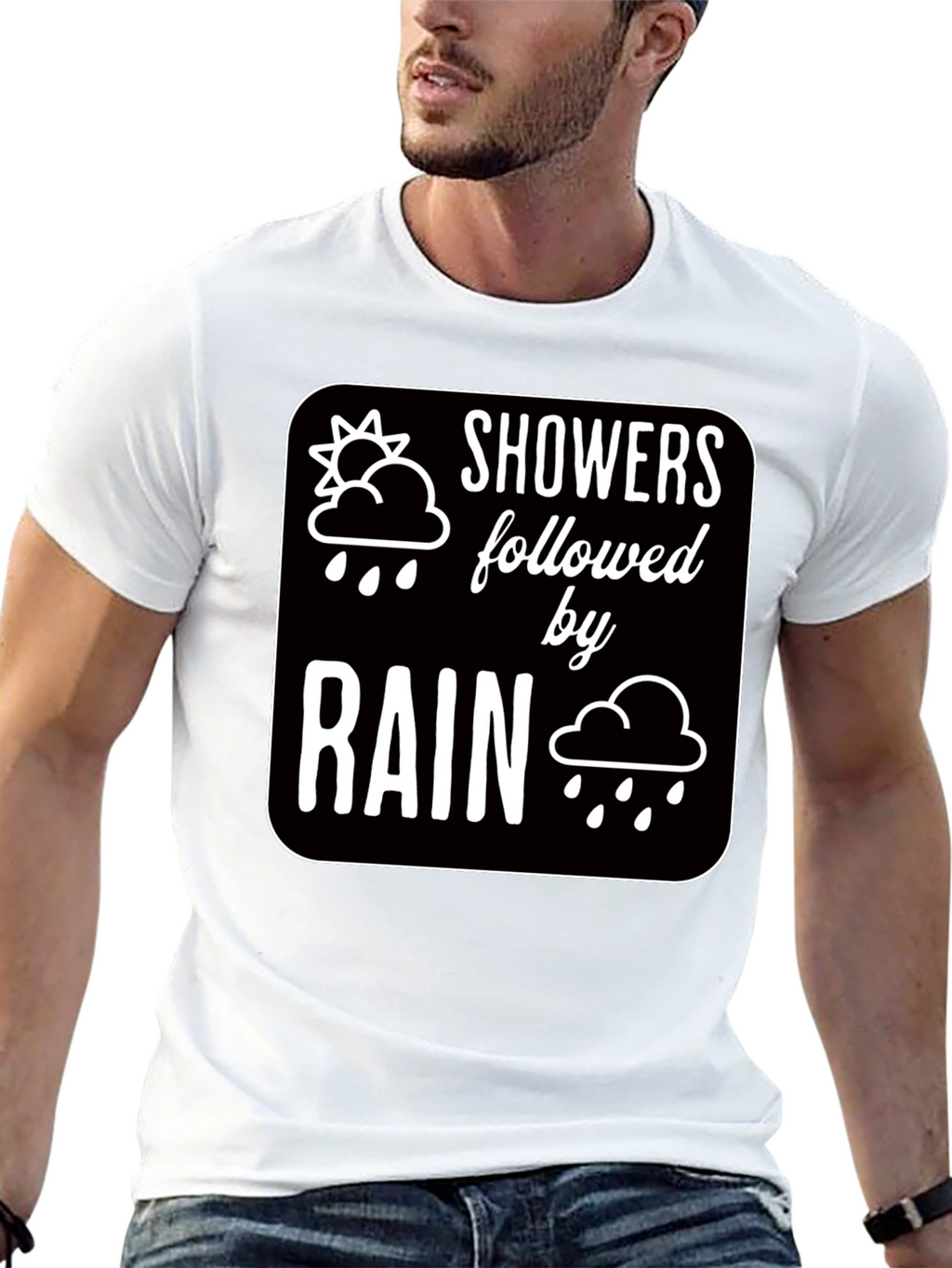 Showers Followed by Rain Graphic Black T-Shirt