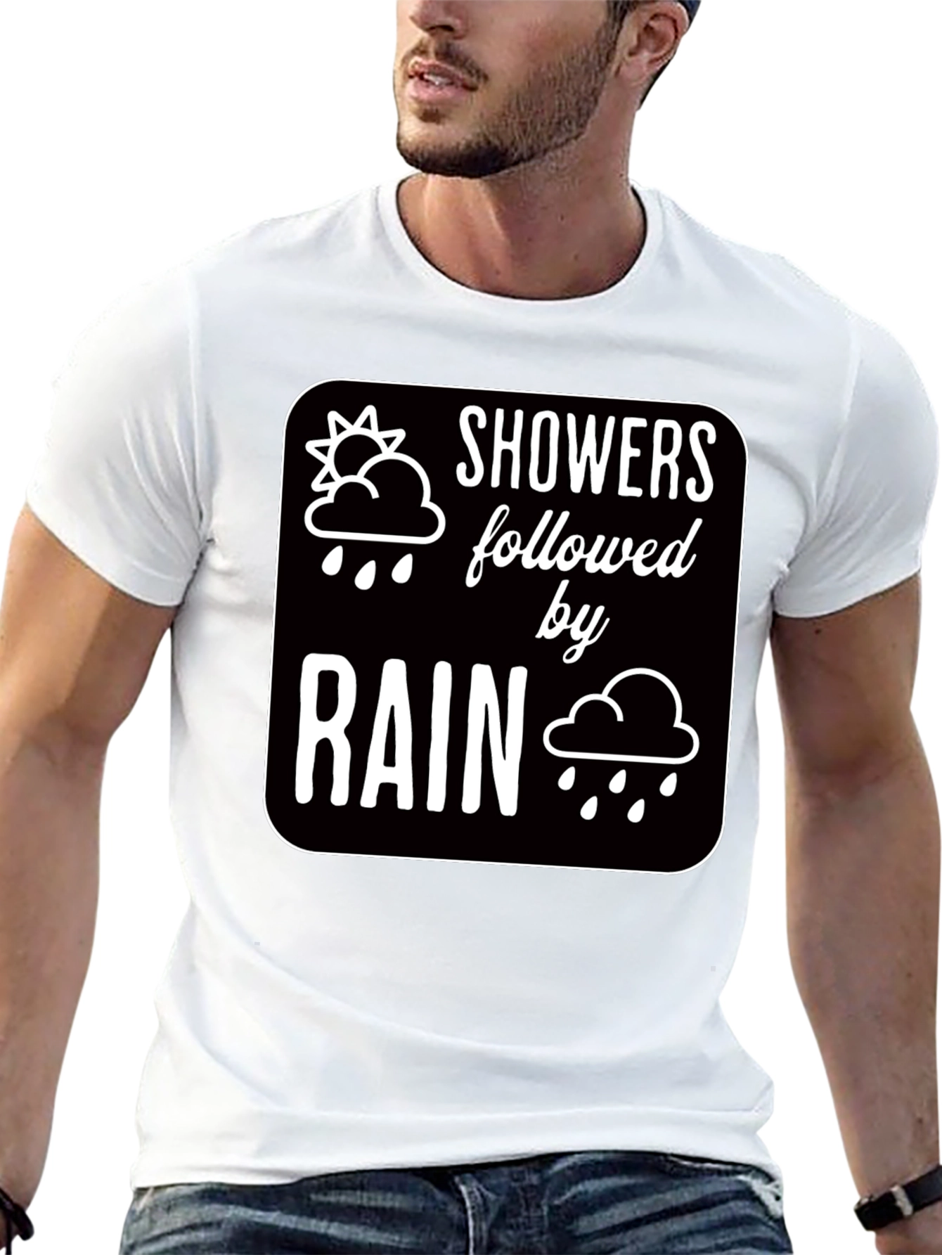 Showers Followed by Rain Graphic Black T-Shirt