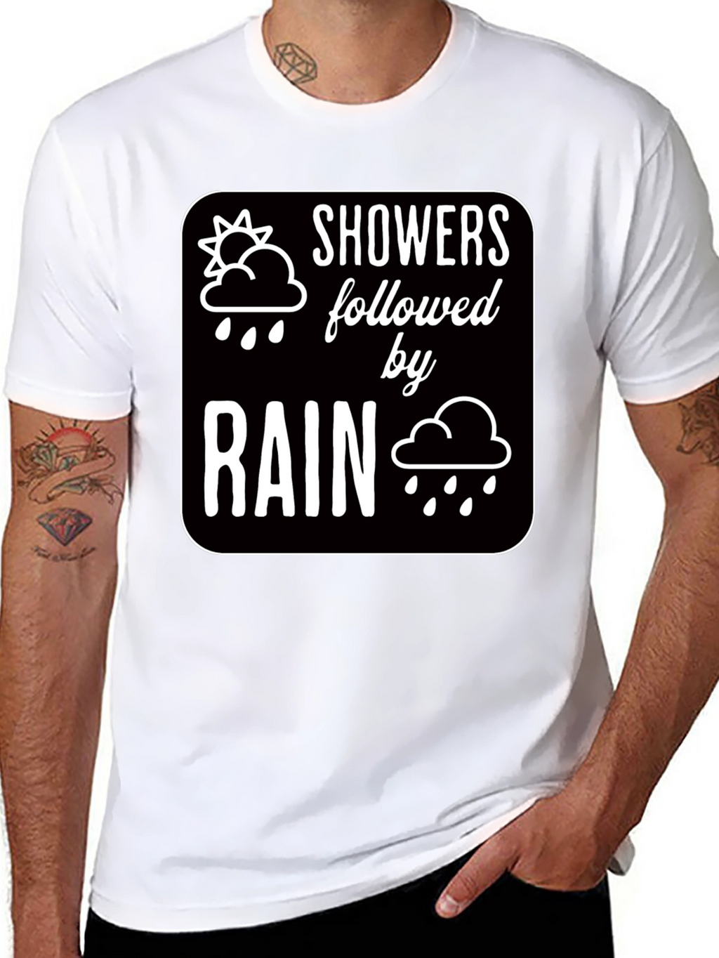 Showers Followed by Rain Graphic Black T-Shirt