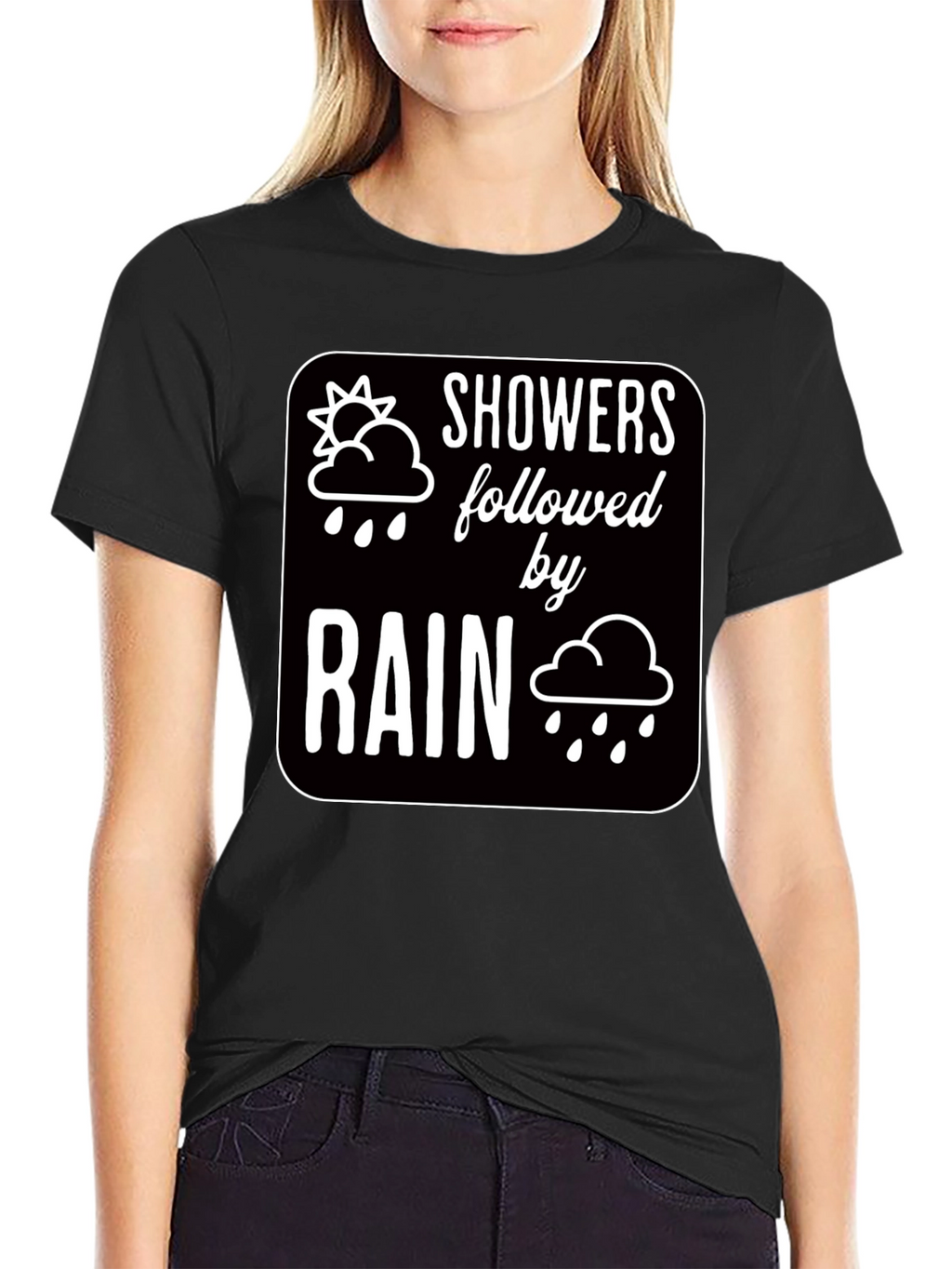 Showers Followed by Rain Graphic Black T-Shirt