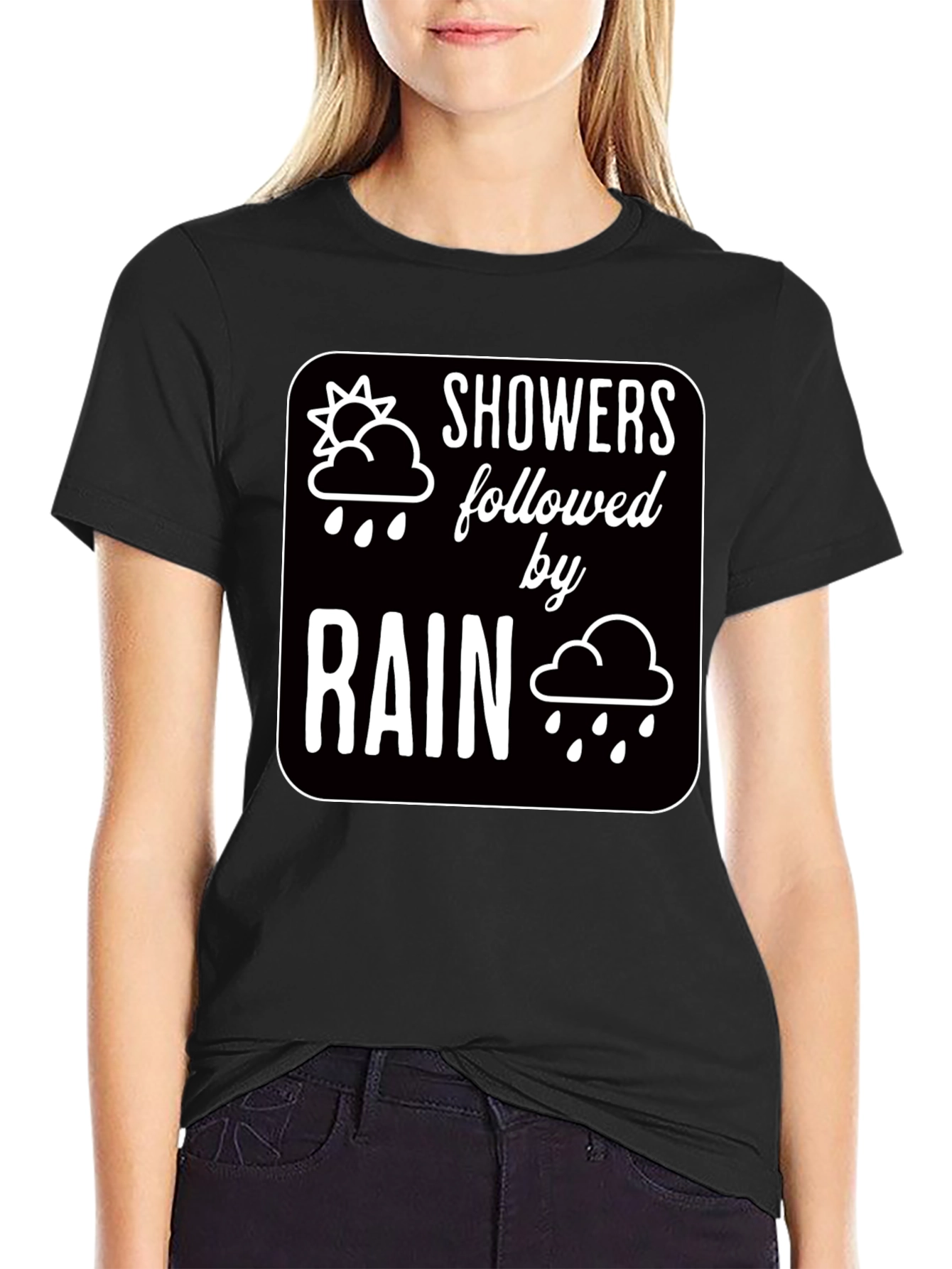 Showers Followed by Rain Graphic Black T-Shirt
