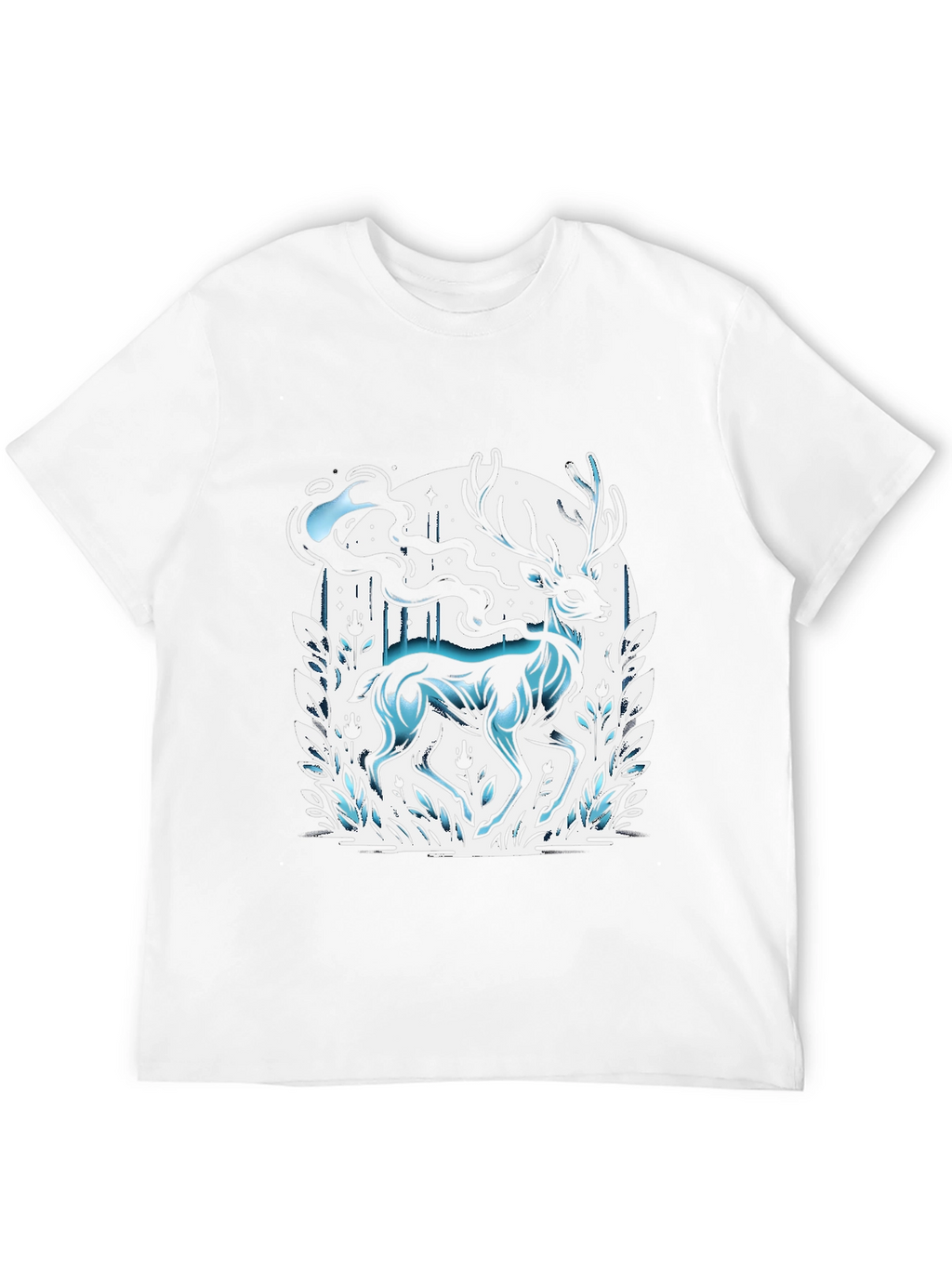 Mystic Deer Graphic Tee - Black Cotton Blend