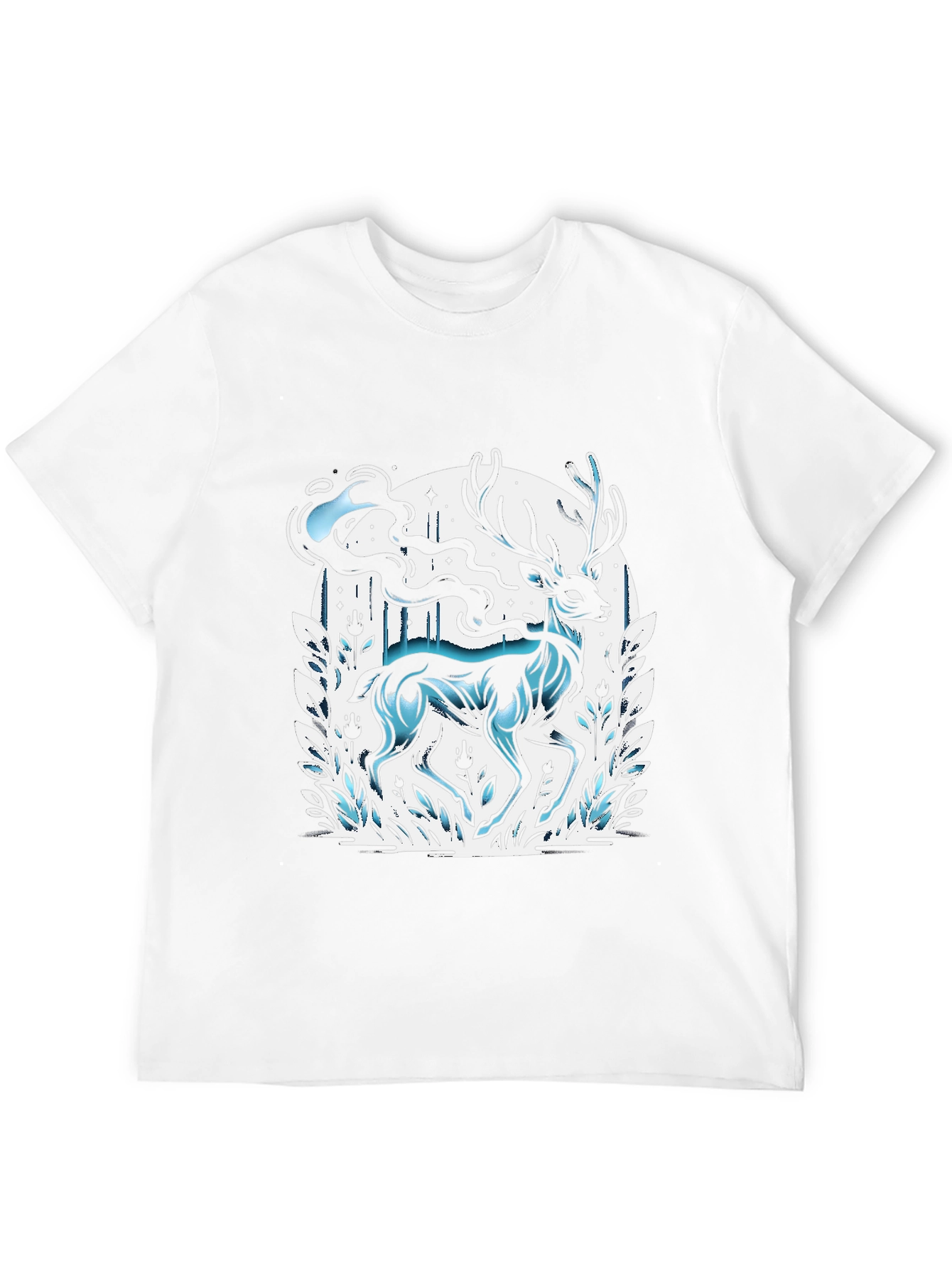 Mystic Deer Graphic Tee - Black Cotton Blend