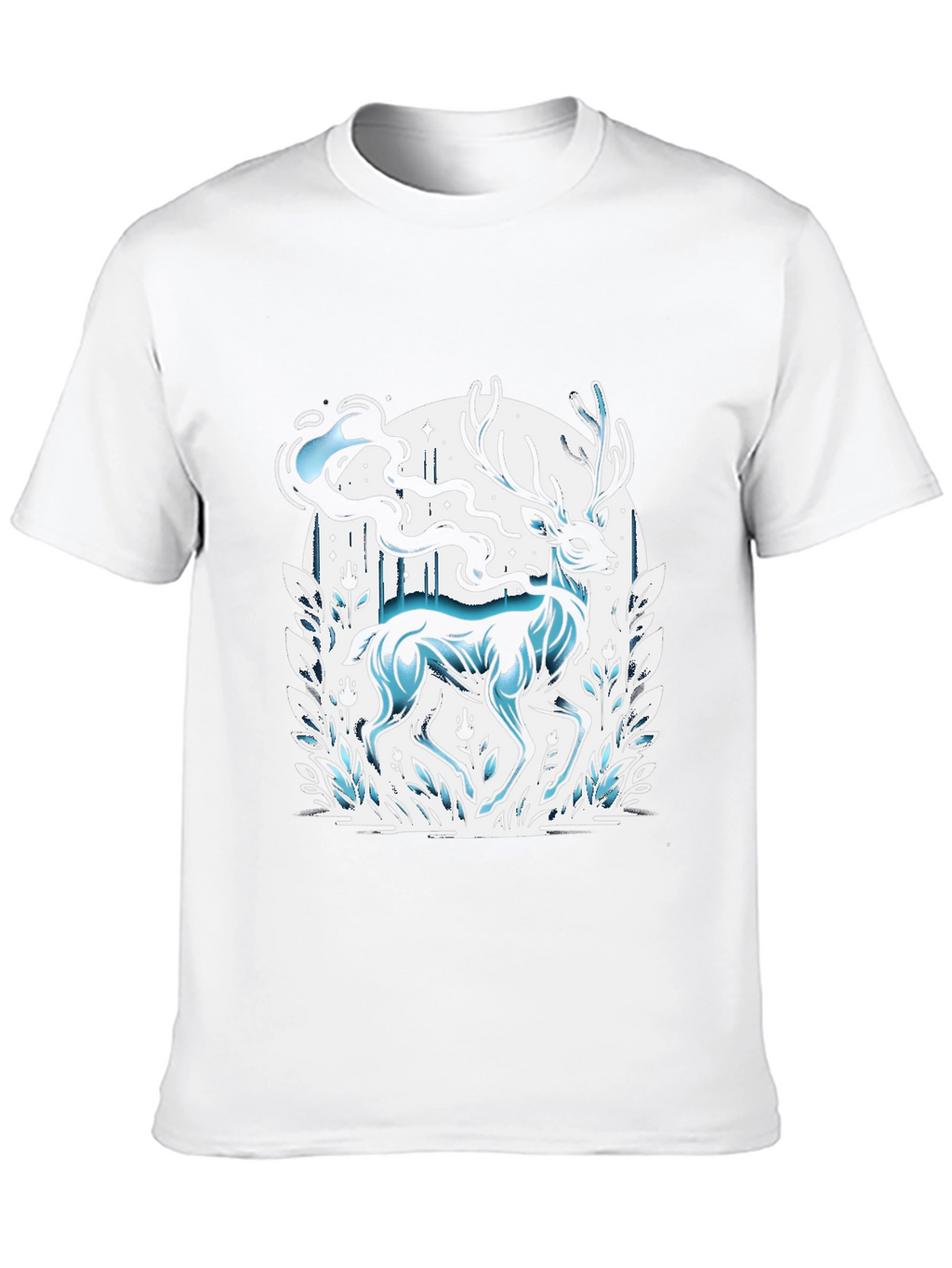 Mystic Deer Graphic Tee - Black Cotton Blend
