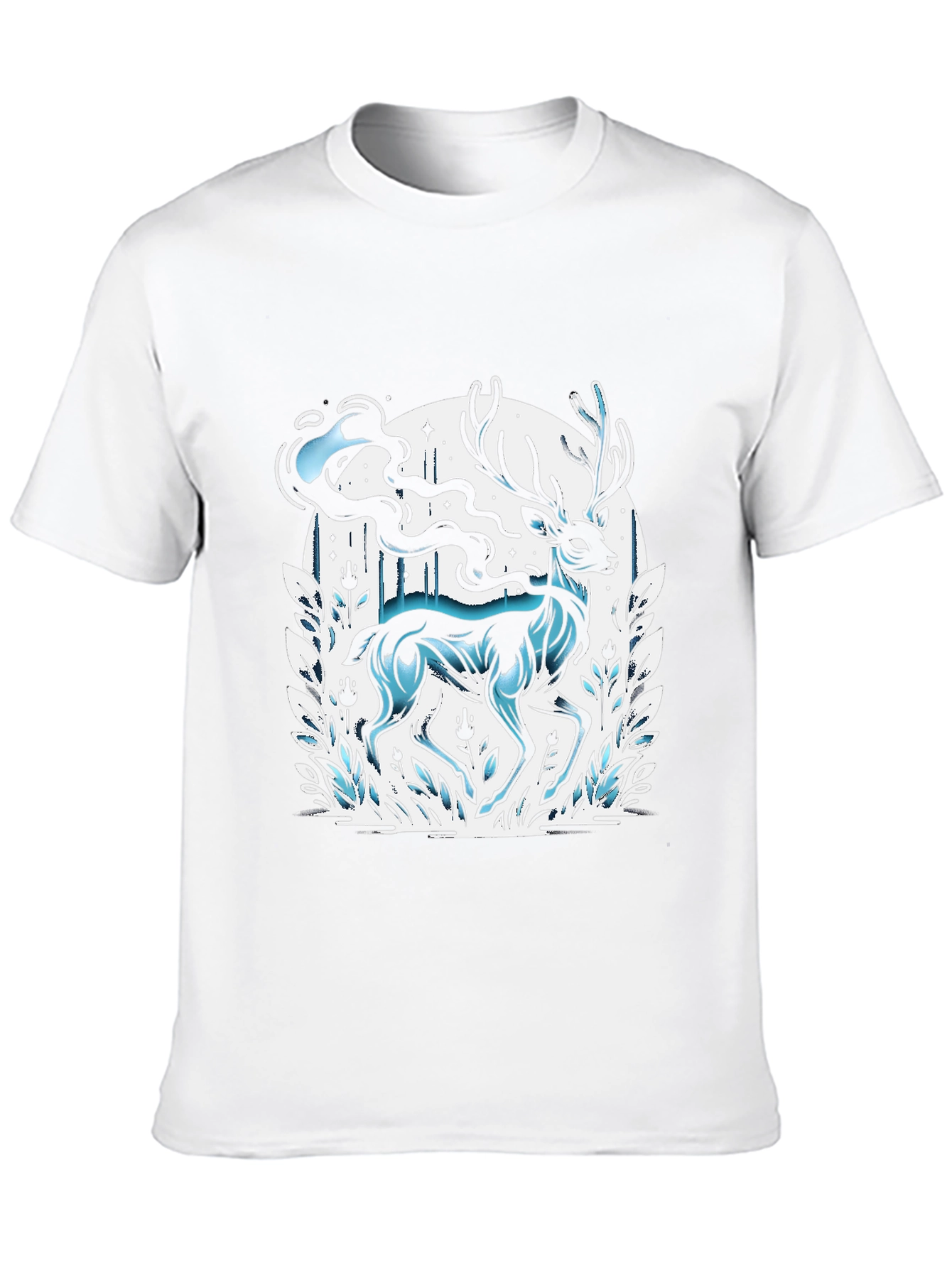 Mystic Deer Graphic Tee - Black Cotton Blend