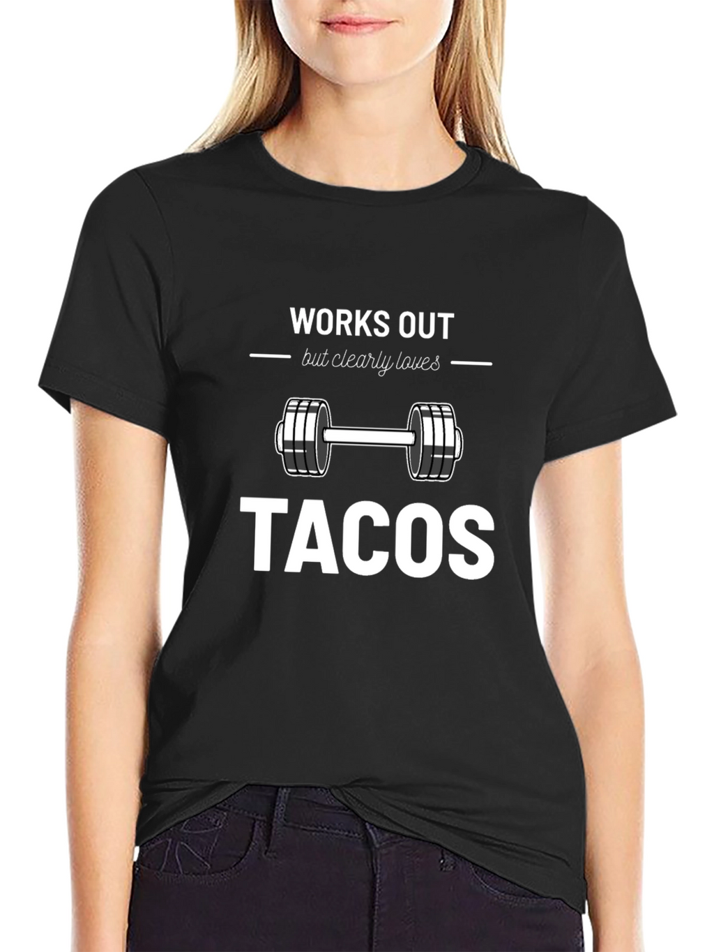 Works Out Loves Tacos Black Graphic Tee